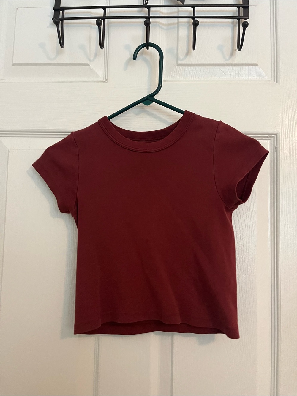 Brandy Melville Burgundy Short Sleeve Crop Tee